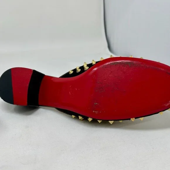 CHRISTIAN LOUBOUTIN Black Suede Mulaconka Spiked Mules Sandals EU 40.5/US 9-9.5 - Picture 5 of 8